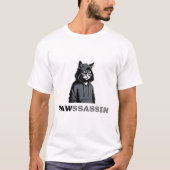 パウサシン - 面白い猫忍者Tシャツ ペット好きさんに Tシャツ (正面)