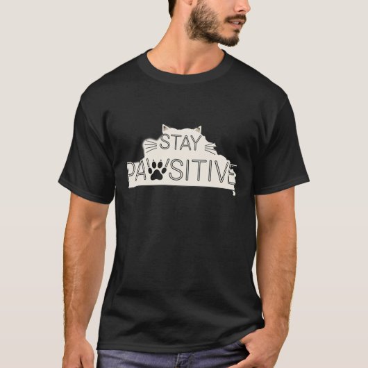 パウジティブに完全なるママ 黒猫 Tシャツ (正面)