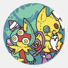 パウジティブに怖い | モンスターキャットのハロウィン ラウンドシール