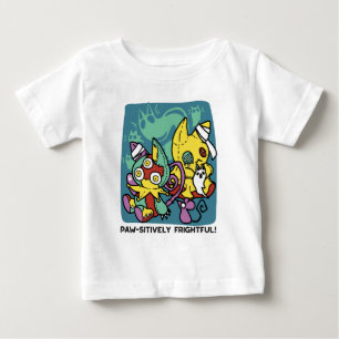 パウジティブに怖い 怪物猫のハロウィン ベビーTシャツ