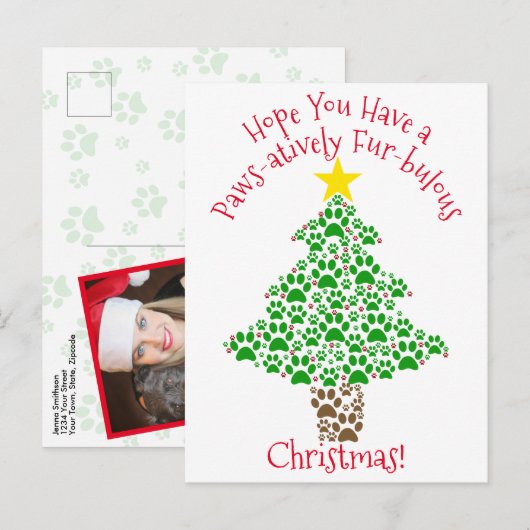 パウズで素敵なクリスマスの足跡写真 シーズンポストカード (正面/裏面)
