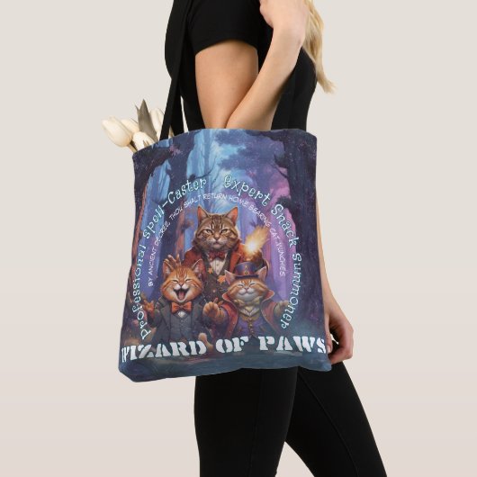 パウズの魔法使い ファンタジー 猫好き トートバッグ (クローズアップ)