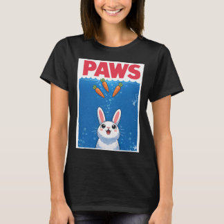 パウズ面白いうさぎサメ Tシャツ