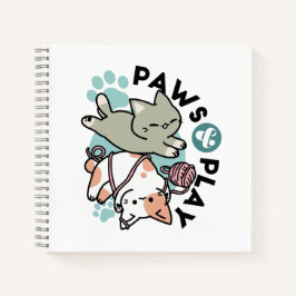 パウズ アンド プレイ - かわいい猫のイラスト ノートブック