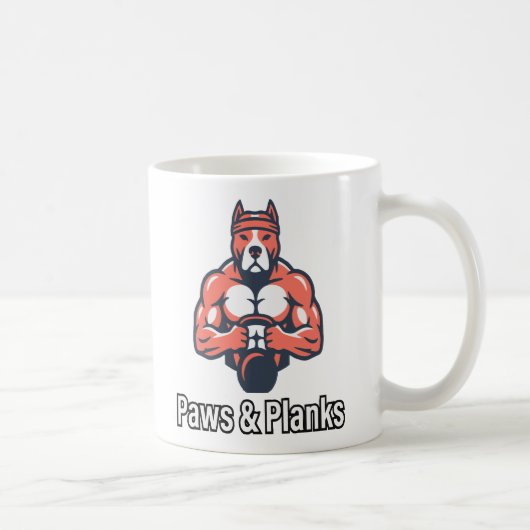 パウズ＆プランクス 筋肉犬のフィットネスポスター コーヒーマグカップ (右)