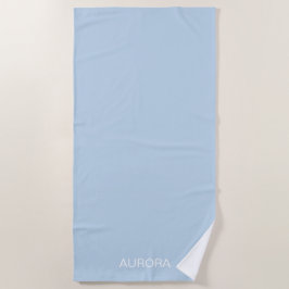 パウダエレガントーパーソナライズされたブルー名 –  ビーチタオル