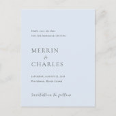 パウダスタイリッシューモダンブルーウェディング 案内ポストカード (正面)