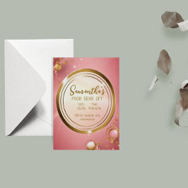 パウダピンクエレガントプロム招待状 チラシ