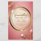パウダピンクエレガントプロム招待状 チラシ (正面)