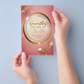 パウダピンクエレガントプロム招待状 チラシ (ハンドル)