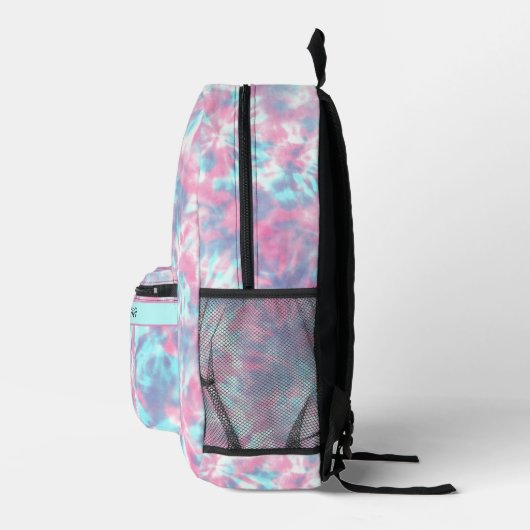 パウダピンクガーリーと電動ブルーの絞り模様 プリントバックパック (右)