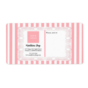 パウダピンクストライプのフレームとロゴ ラベル