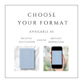 パウダモダンーエレガントブルーバーチャル結婚ズ 招待状