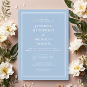 パウダモダンーエレガントブルーバーチャル結婚ズ 招待状