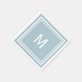 パウダモダンースタイリッシュブルーモノグラム スタンダードカクテルナプキン (角)