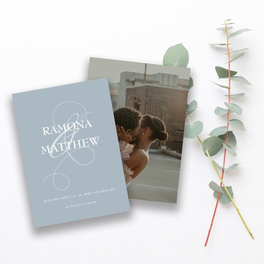 パウダモダンー青アンパサンド写真 セーブザデート