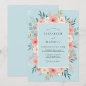 パウダーコーラル芍薬の結婚式 招待状 (正面/裏面)