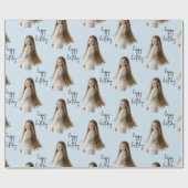 パウダースカイ&カスタム誕生日文字と写真 – ラッピングペーパー (フラット)