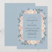パウダースレートの芍薬の結婚式 招待状 (正面/裏面)