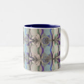 パウダーソフトパープル、グリーンおよびブルー抽象芸術 ツートーンマグカップ (正面右)