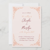 パウダーピンクのヴィンテージの結婚外観 招待状 (正面)