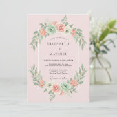 パウダーピンクの多肉植物 ユーカリの結婚式 招待状 (スタンド正面)