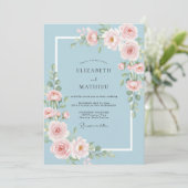 パウダーピンクの芍薬の結婚式 招待状 (スタンド正面)