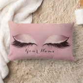 パウダーピンクネームプリンセスラッシュズグリッターメイクアップ ランバークッション (ブランケット)