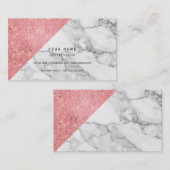 パウダーピンクローズ金ゴールドフェイク赤面VIPマーブルグレー 名刺 (正面/裏面)