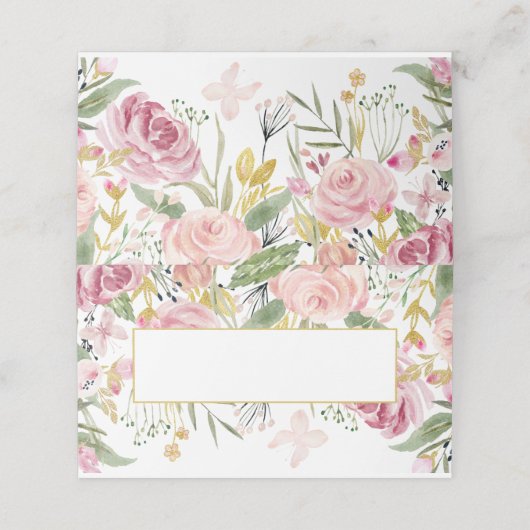 パウダーピンク金ゴールド水カラーバラ座席表 プレイスカード (外部開封)
