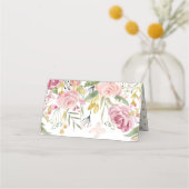 パウダーピンク金ゴールド水カラーバラ座席表 プレイスカード (裏面)