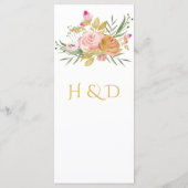 パウダーピンク金ゴールド水彩バラメニューカード メニュー (裏面)