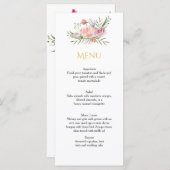 パウダーピンク金ゴールド水彩バラメニューカード メニュー (正面/裏面)