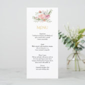 パウダーピンク金ゴールド水彩バラメニューカード メニュー (スタンド正面)