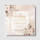 パウダーピンク アイボリー ゴールド ボホー 秋の結婚式 ゲストブック (正面)