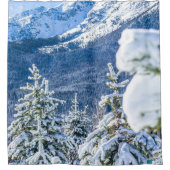 パウダーフォレスト//ブルースノーキャップマウンテン シャワーカーテン (正面)