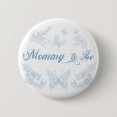 パウダーブルーお洒落バタフライフローラママになる 缶バッジ (正面)