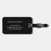 パウダーブルーとブラックシックアートモノグラム名 ラゲッジタグ (裏面横)