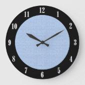 パウダーブルーとブラックモダンウォールクロック ラージ壁時計 (正面)