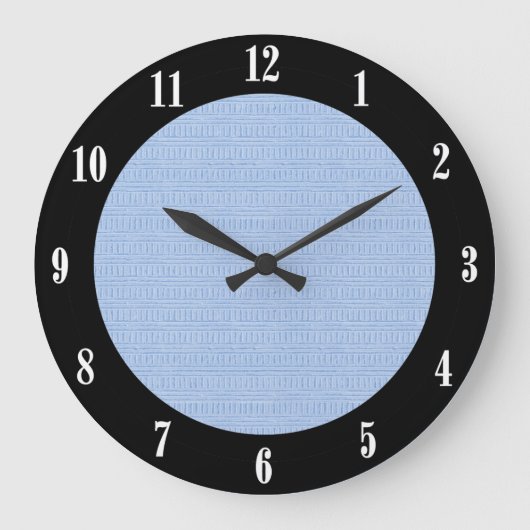 パウダーブルーとブラックモダンウォールクロック ラージ壁時計 (正面)
