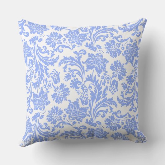 パウダーブルーとホワイトフローラダマスク クッション (裏面)