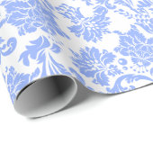 パウダーブルーとホワイトフローラダマスク ラッピングペーパー (ロールコーナー)