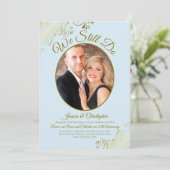 パウダーブルーと金ゴールドの誓い結婚を更新する 招待状 (スタンド正面)