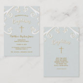 パウダーブルーと金ゴールド 名刺 (正面/裏面)