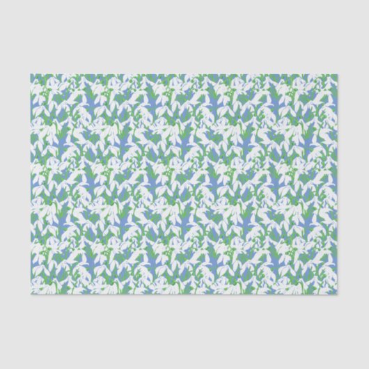 パウダーブルーに白い降雪花模様 薄葉紙 (正面)