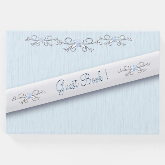 パウダーブルーのシンプルなゲストブック ゲストブック (正面)