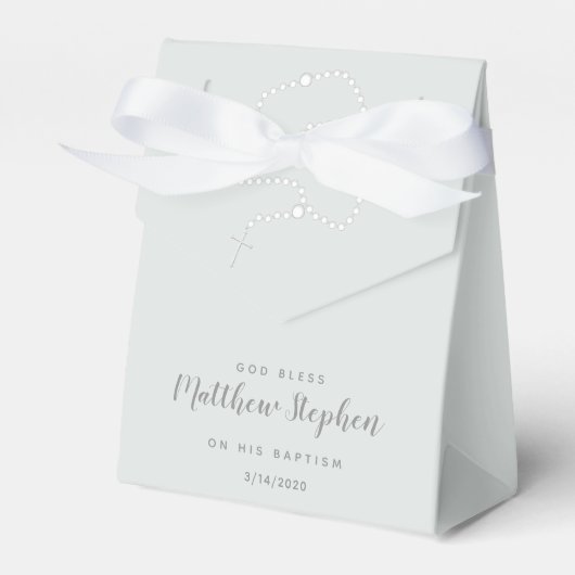 パウダーブルーのバプテスズロザリオ フェイバーボックス (正面サイド)