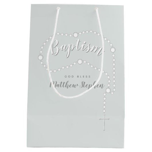 パウダーブルーのバプテスズロザリオ ミディアムペーパーバッグ (裏面)