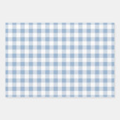 パウダーブルーの白い格子模様 ラッピングペーパーシート (正面)