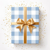 パウダーブルーの白い格子模様 ラッピングペーパー